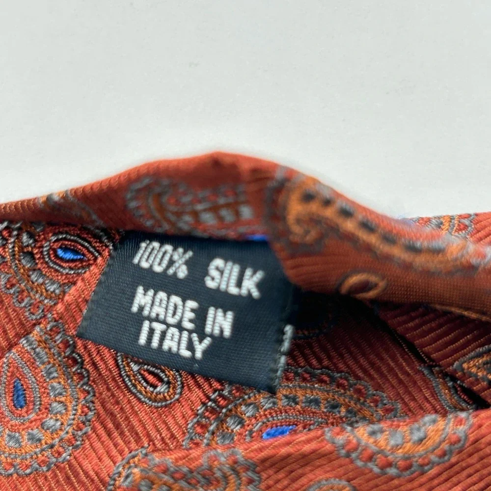 Paul Frederick Sartoriale Rust‎ Paisley 100% Silk Tie Italy